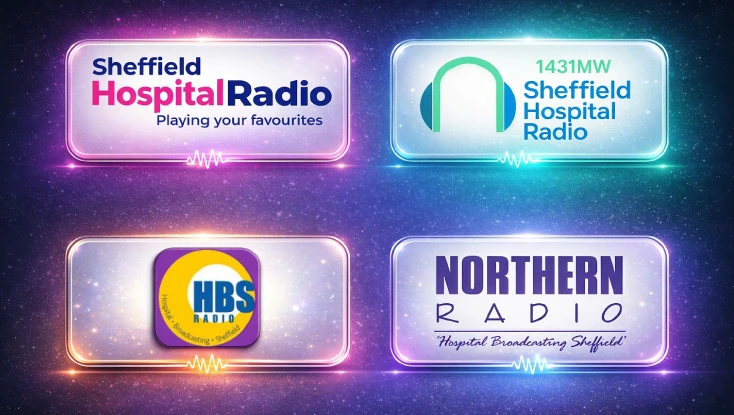 A set of Sheffield Hospital Radio logos from down he years.