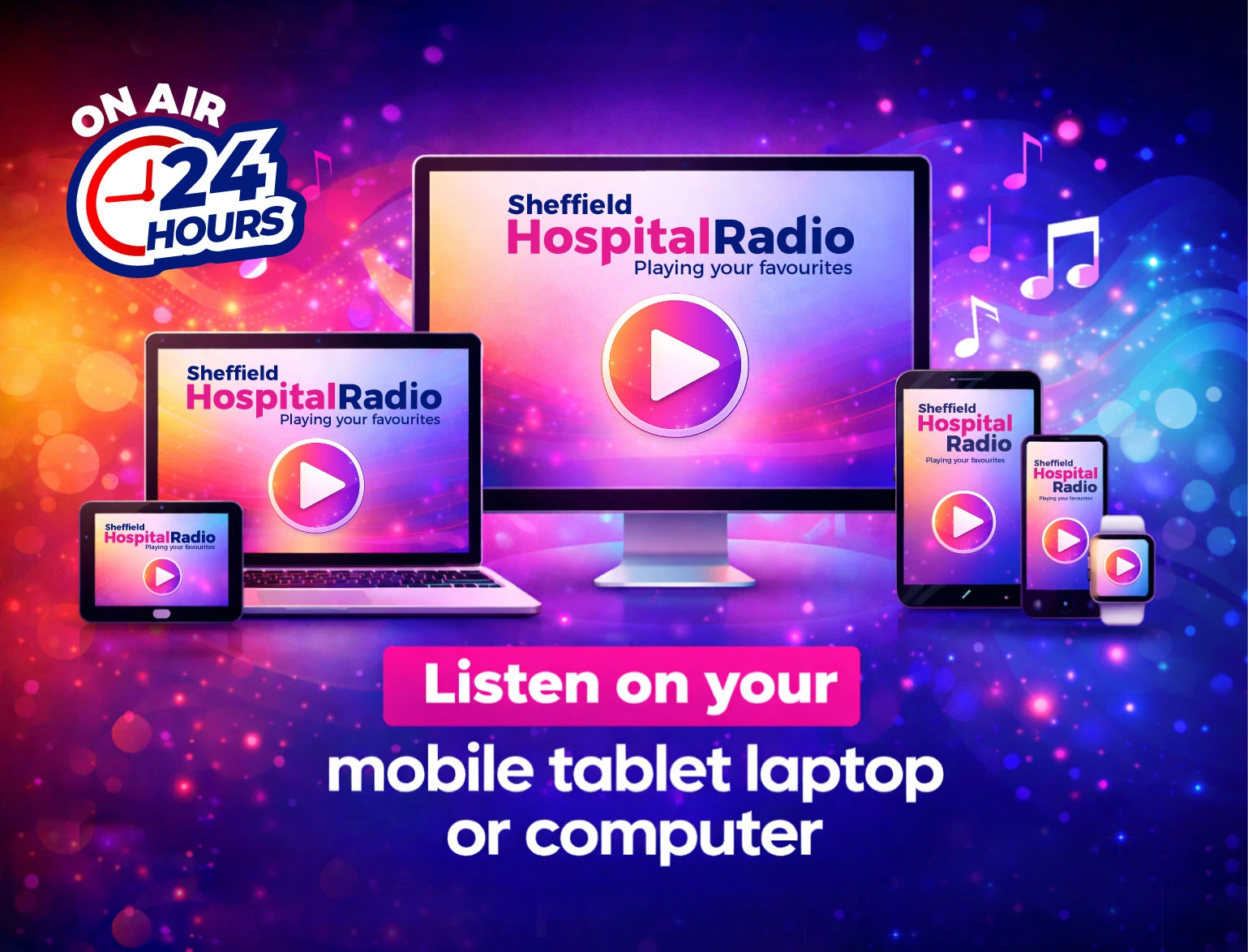 Listen Online to Sheffield Hospital Radio via any PC, Tablet or Mobile phone 